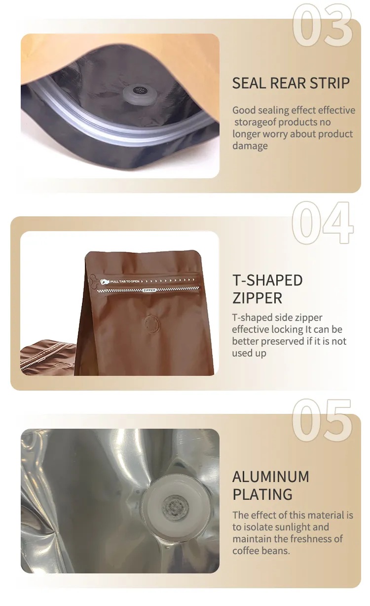 Stand up Pouch for Coffee Beans with Valve and Customizable Dimensions