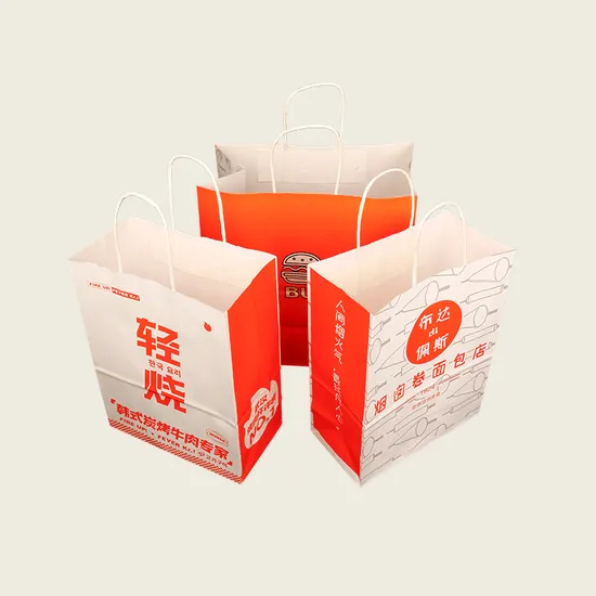 Customizable Kraft Paper Bag for Takeout with Printed Logo