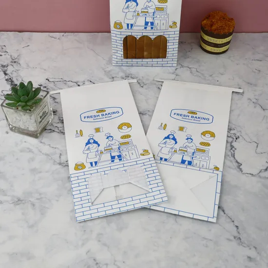 Transparent Window Bakery Bread Bag with Sticker Closure and Iron Wire Feature