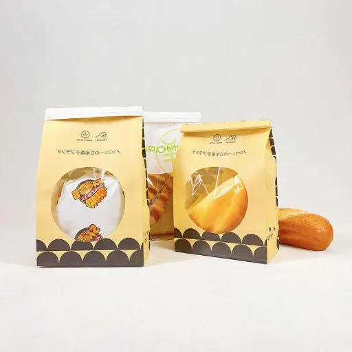 Reusable Food Bag for Bakeries with Sticker Closure and Transparent Display Feature