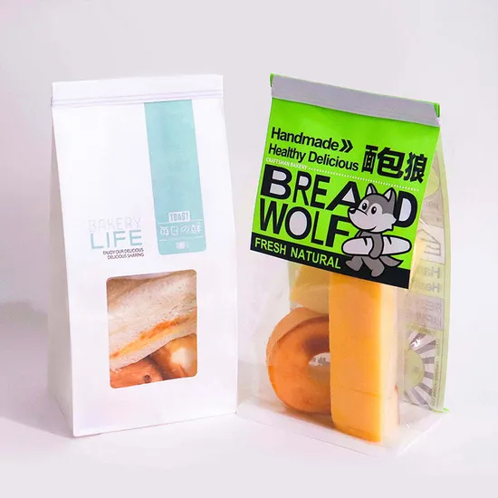 Biodegradable Bread Bag for Pastries with Clear Window and Iron Wire Reusability