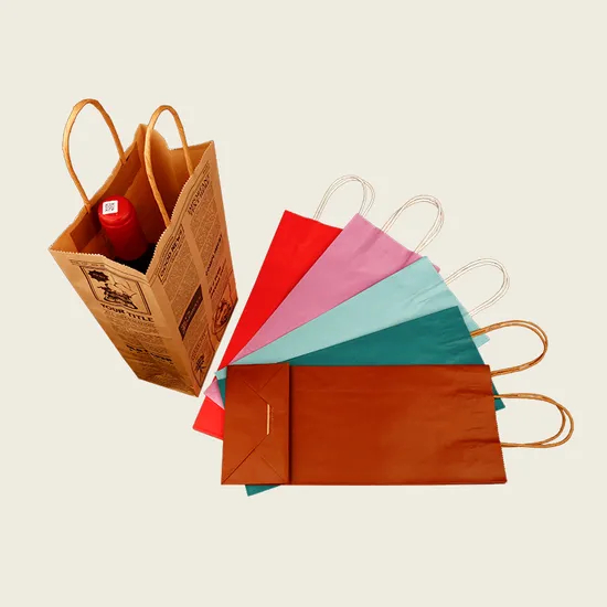 Recycled Paper Bag for Takeout with Sturdy Handles