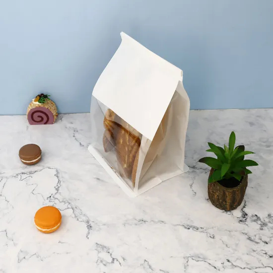 Custom Paper Bag for Sandwiches with Transparent Window and Pointed Bottom Style
